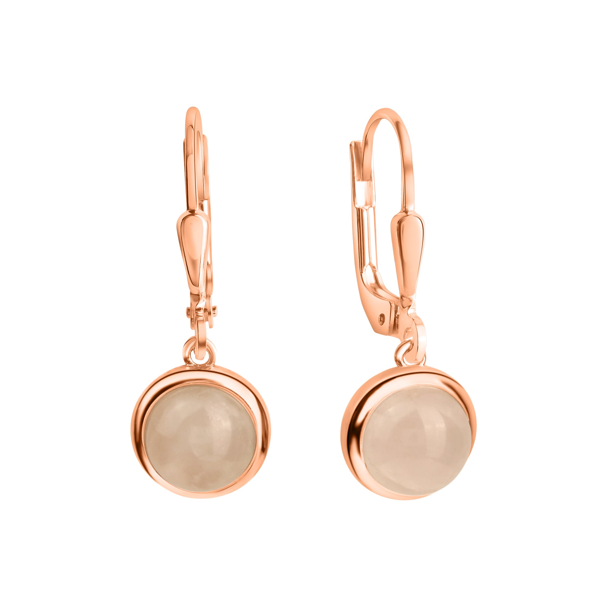 Paar Ohrhänger ZEEME "Silber 925 rosé-vergoldet mit echtem Rosenquarz", rosa (rosa, rosa), Ohrringe, Damen, one-size, Silber 925 (Sterlingsilber)