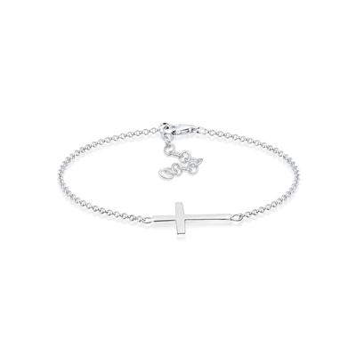 Armband ELLI "Kreuz Horizontal Schlicht 925 Silber", silber, Armbänder, Damen, 17cm, ohne Stein, Silber 925 (Sterlingsil