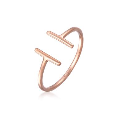 Fingerring ELLI PREMIUM "Geo Statement Basic 750 Roségold" Gr. 58, rosa (gold), Fingerringe, Damen, 58mm, ohne Stein, Ro