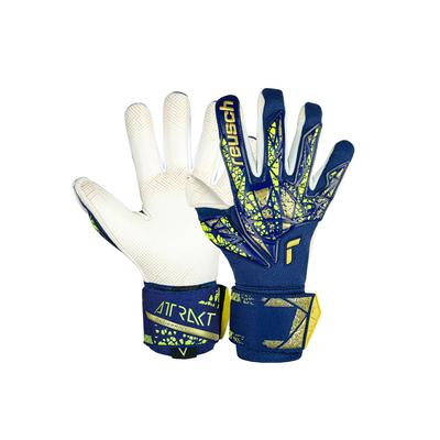 Torwarthandschuhe REUSCH "Attrakt Gold X GluePrint" Gr. 9,5, bunt (goldfarben, blau) Damen Handschuhe Sporthandschuhe
