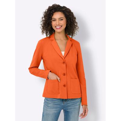 Jerseyblazer HEINE "Jersey-Blazer", Damen, Gr. 50, orange, 100% Baumwolle, Langarm, Blazer Image