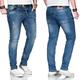 Slim-fit-Jeans ALESSANDRO SALVARINI "ASCatania" Gr. W31 L32, Länge 32, blau (as, 160, used) Herren Jeans Slim Fit