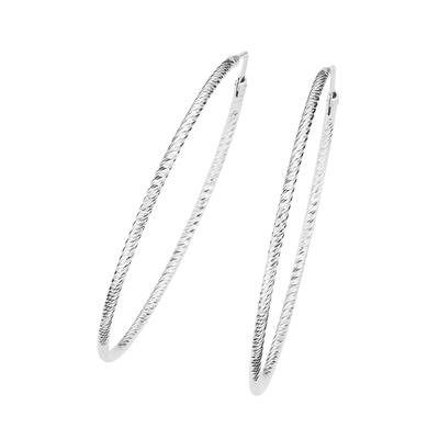 Paar Creolen SMART JEWEL "gerieft und diamantiert, Silber 925", silber, Ohrringe, Damen, Silber 925 (Sterlingsilber)