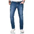 Slim-fit-Jeans ALESSANDRO SALVARINI "ASCatania" Gr. W29 L32, Länge 32, blau (as, 163, dunkelblau used) Herren Jeans Slim Fit