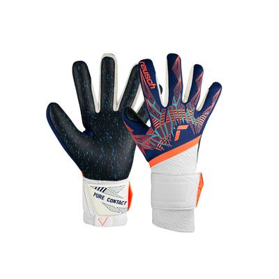 Torwarthandschuhe REUSCH "Pure Contact Fusion", Damen, Gr. 9,5, blau (blau, orange), 83% Elastodien, 11% Polyester, 5% Polyamid, 1% Polyurethan, mehrfarbig, sportlich, Handschuhe, mit Hybrid Negative Cut Image