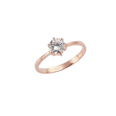 Fingerring ZEEME "925/- Sterling Silber rotvergoldet Zirkonia" Gr. 19, rot (rot, weiß), Fingerringe, Damen, 060 (19,1), Silber 925 (Sterlingsilber) Image