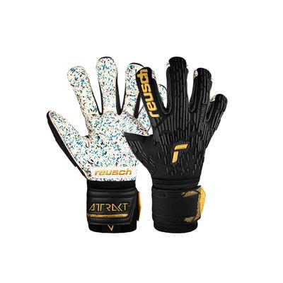 Torwarthandschuhe REUSCH "Attrakt Freegel Fusion Ortho-Tec" Gr. 8, goldfarben (schwarz, goldfarben) Damen Handschuhe Sporthandschuhe