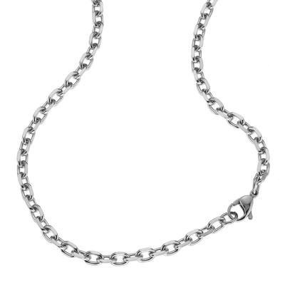 Collierkettchen ZEEME "Edelstahl Ankerkette 4mm breit", grau, Halsketten, Damen, 50cm, Edelstahl, L: 50cm B: 4.0mm, glänzend, B:4.0mm Image