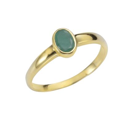 Fingerring VIVANCE "375/- Gelbgold mit Smaragd" Fingerringe Gr. 054 (17,2), Gold, gelb (gelb + grün) Damen