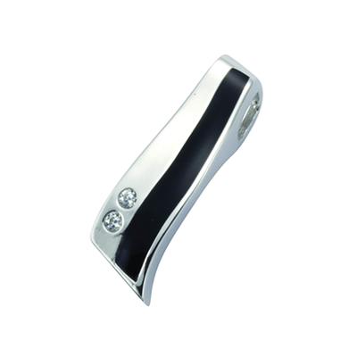 Ketten-Anhänger VIVANCE "925/- Sterling Silber rhodiniert Lack", schwarz (schwarz, weiß), Schmuckanhänger, Damen, ONE-SIZE, Silber 925 (Sterlingsilber), 2,4 g Image