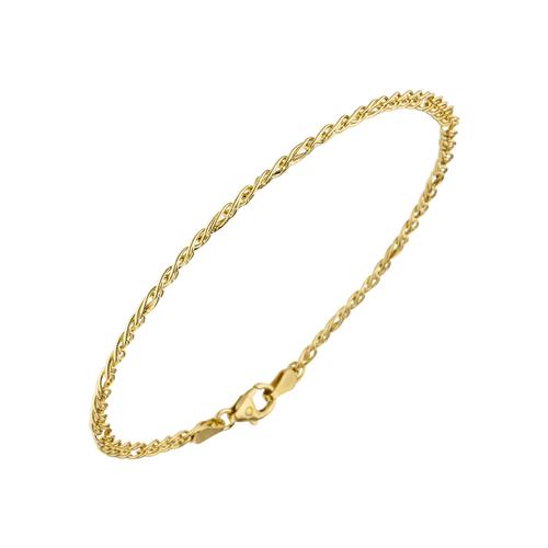 Goldarmband JOBO, gelb (gelbgold 585), Armbänder, Damen, Gelbgold 585, Zwillings-Panzerarmband 585 Gold 19 cm