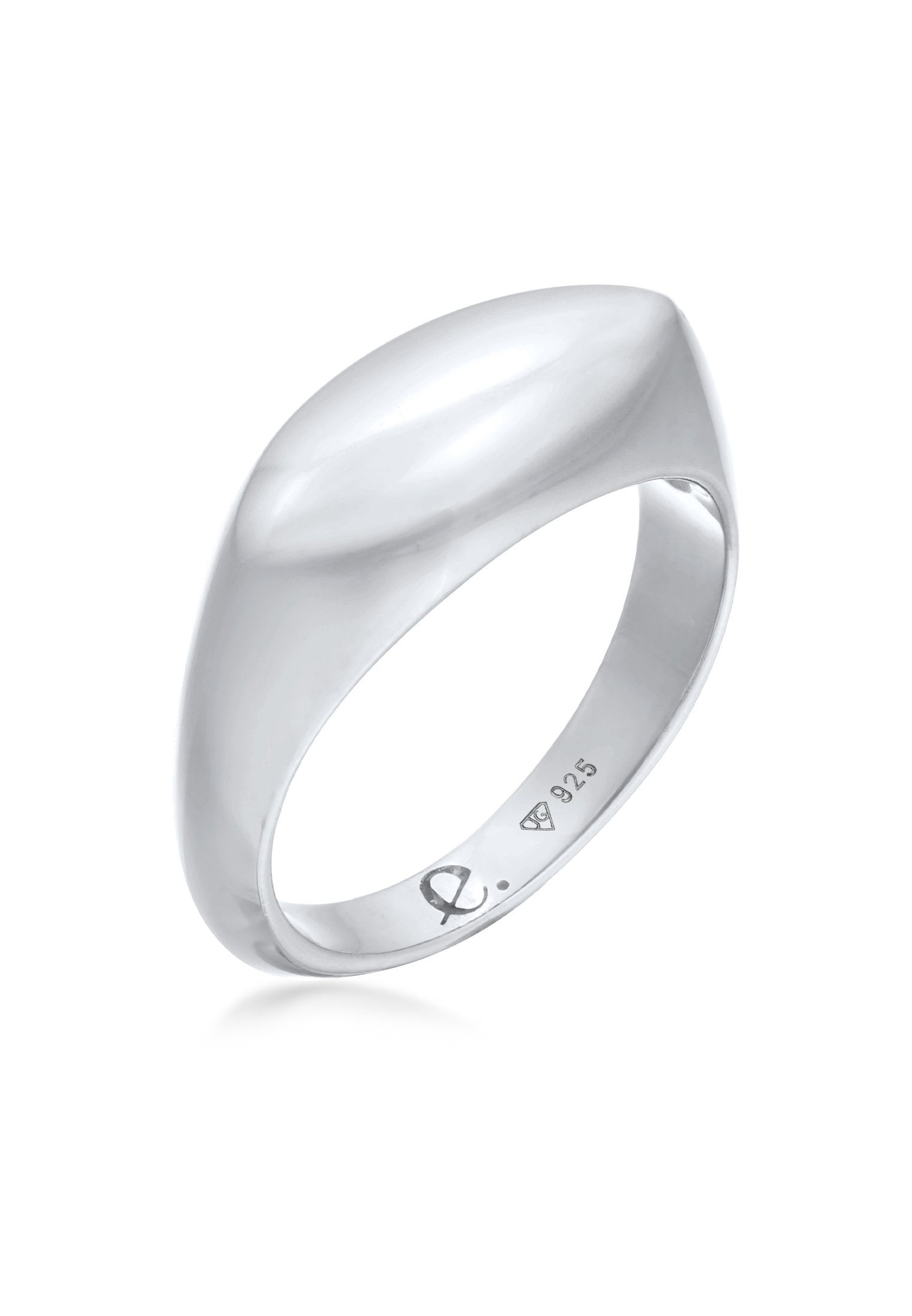 Fingerring ELLI PREMIUM "Siegelring Marquise Design 925 Silber rhodiniert" Gr. 60, silber, Fingerringe, 60mm, ohne Stein, Silber 925 (Sterlingsilber), 4mm Image