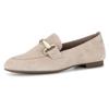Slipper GABOR, Damen, Gr. 39, beige (hellbeige), Ziegenveloursleder, unifarben, elegant, Schuhe, Loafer, Halbschuh, Businessschuh mit edler Zierschnalle
