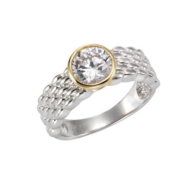 Fingerring VIVANCE "925 Silber zweifarbig Zirkonia weiß" Gr. 19,5, bunt (mehrfarbig, weiß), Fingerringe, Damen, 062 (19,7), Silber 925 (Sterlingsilber), Silberring Image