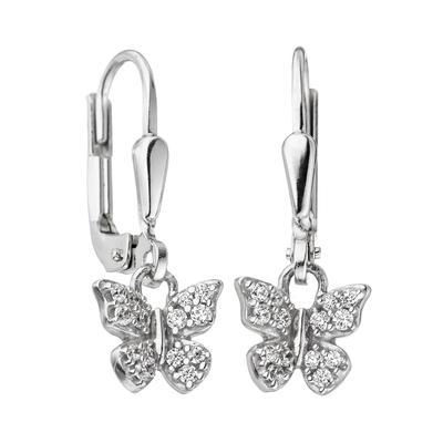 Paar Ohrhänger JOBO "Kinder-Ohrringe Schmetterling", silber (silber 925), Ohrringe, Damen, Silber 925 (Sterlingsilber), 925 Silber mit 28 Zirkonia Image