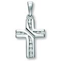 Kette mit Anhänger ONE ELEMENT "Zirkonia Kreuz aus 925 Silber" Halsketten Gr. Silber 925 (Sterlingsilber), silberfarben (silber) Damen Ketten mit Anhänger