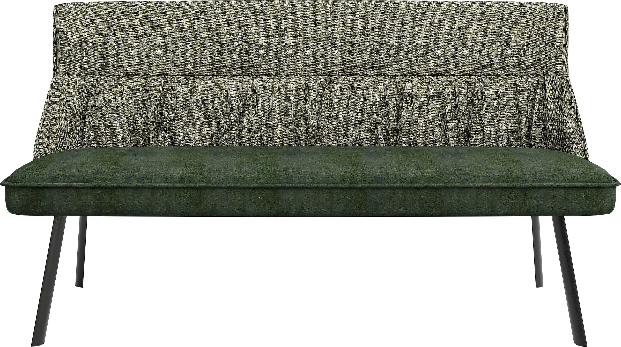 Polsterbank BYLIVING "California", grün (grün, schwarz), B:180cm H:88cm T:63cm, Metall, Sitzbänke, Polsterbank, 180 cm Bank, Webstoff und Vintage Samt mit gemütlicher Nosaqfederung