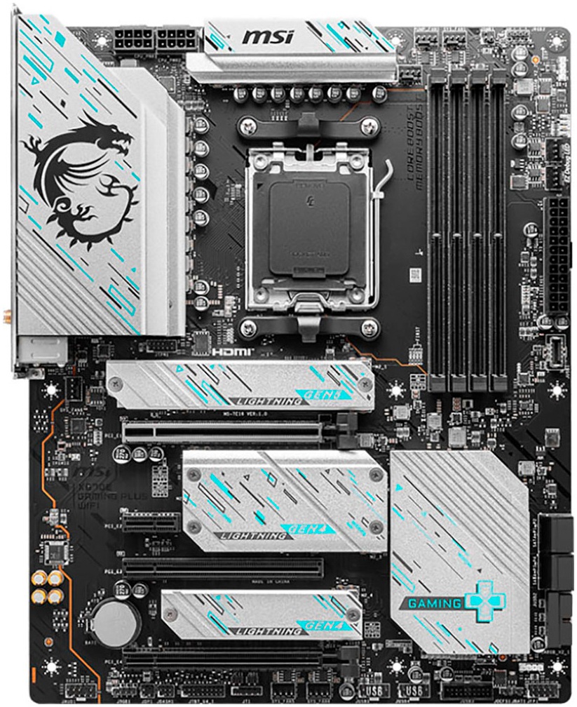 MSI Mainboard "X670E GAMING PLUS WIFI", schwarz (schwarz, silber), B:27,2cm H:7,6cm T:34,7cm, Mainboards Image