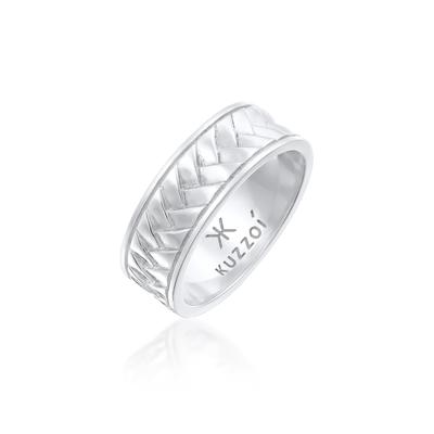 Silberring KUZZOI "Herren Bandring Used Vintage Retro 925 Silber" Gr. 66, silber, Fingerringe, Herren, 66mm, ohne Stein, Silber 925 (Sterlingsilber) Image