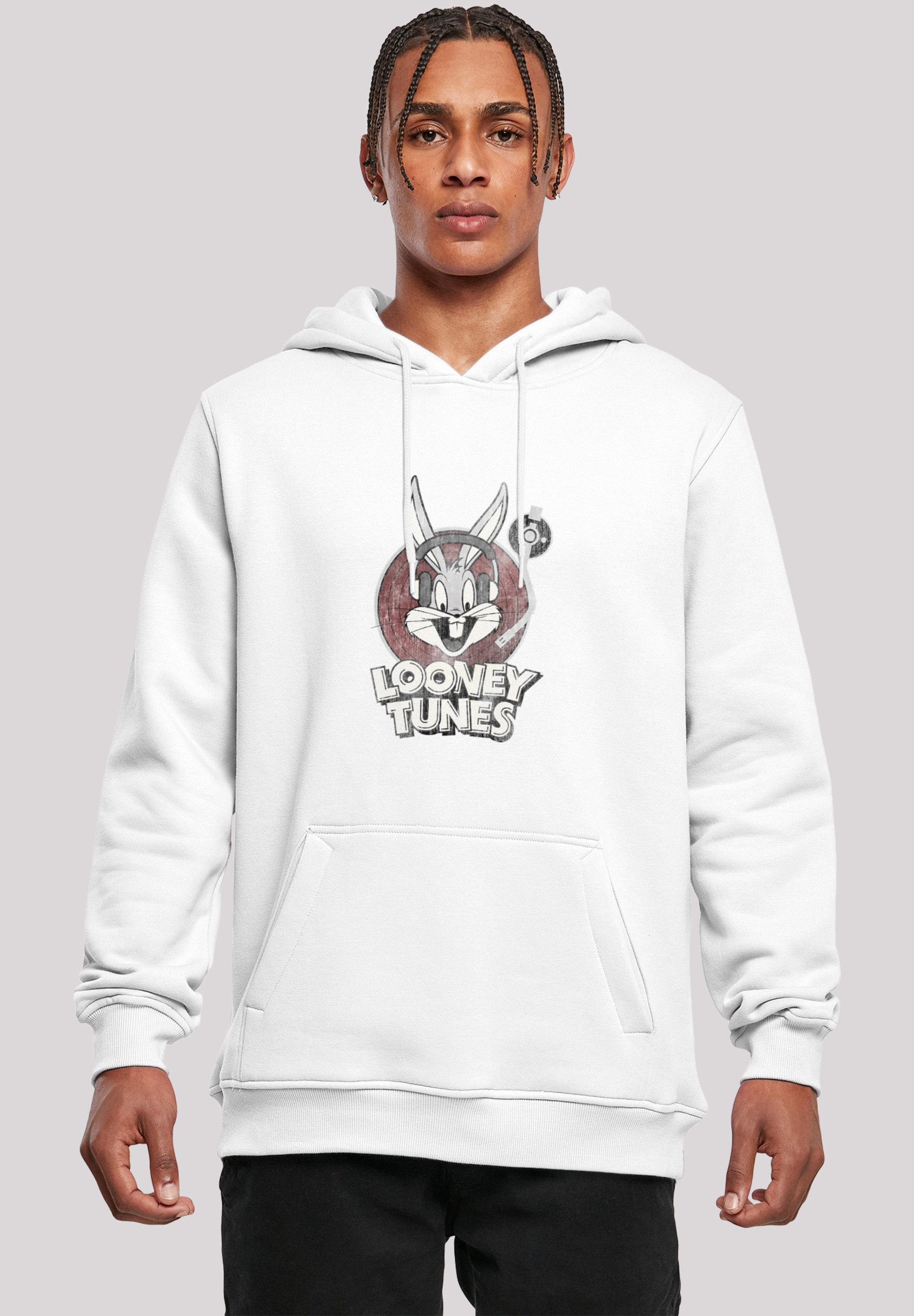 Sweatshirt F4NT4STIC "Hoodie 'Looney Tunes Bugs Bunny'", Herren, Gr. XXL, weiß, Obermaterial: 65% Baumwolle, 35% Polyester, slim fit, ohne Bündchen, Sweatshirts, Herren,Premium Merch,Slim-Fit,Kapuzenpullover,Bedruckt Image