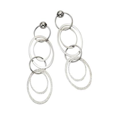 Paar Ohrhänger CELESTA "Silber 925 rhodiniert aus Ringen 6cm lang", weiß, Ohrringe, Damen, ONE-SIZE, Silber 925 (Sterlingsilber) Image
