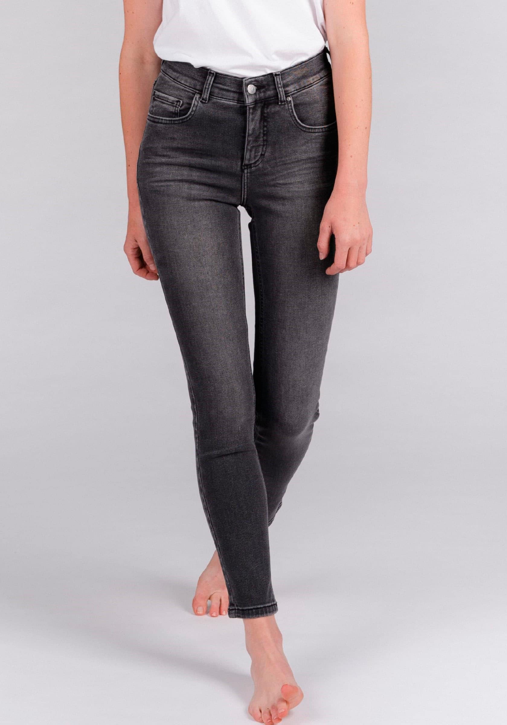 Slim-fit-Jeans ANGELS "SKINNY", Damen, Gr. 38, Länge 32, grau (grau used), Denim/Jeans, Obermaterial: 93% Baumwolle, 5% Polyester, 2% Elasthan, slim fit, Jeans Image
