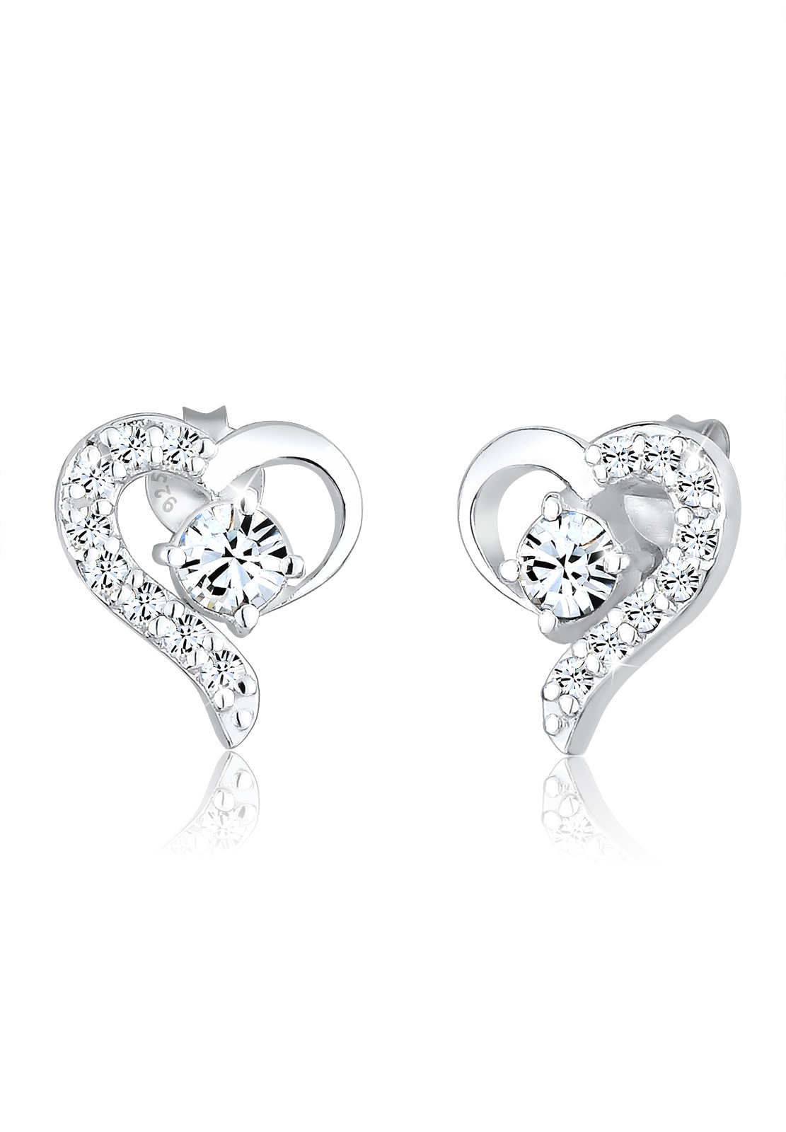Paar Ohrstecker ELLI "Herz Liebe Kristalle 925 Silber Stecker", silber, Ohrringe, Damen, OneSize,mit Steinen, Silber 925 (Sterlingsilber) Image