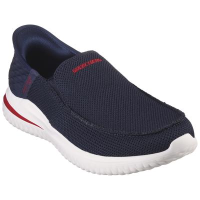 Slip-On Sneaker SKECHERS "DELSON 3.0-CABRINO", Herren, Gr. 40, blau (navy), Textil, sportlich, Schuhe, Slipper mit Slip 