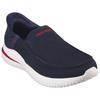 Slip-On Sneaker SKECHERS "DELSON 3.0-CABRINO", Herren, Gr. 46, blau (navy), Textil, sportlich, Schuhe, Slipper mit Slip Ins-Funktion für einen leichten Einschlupf