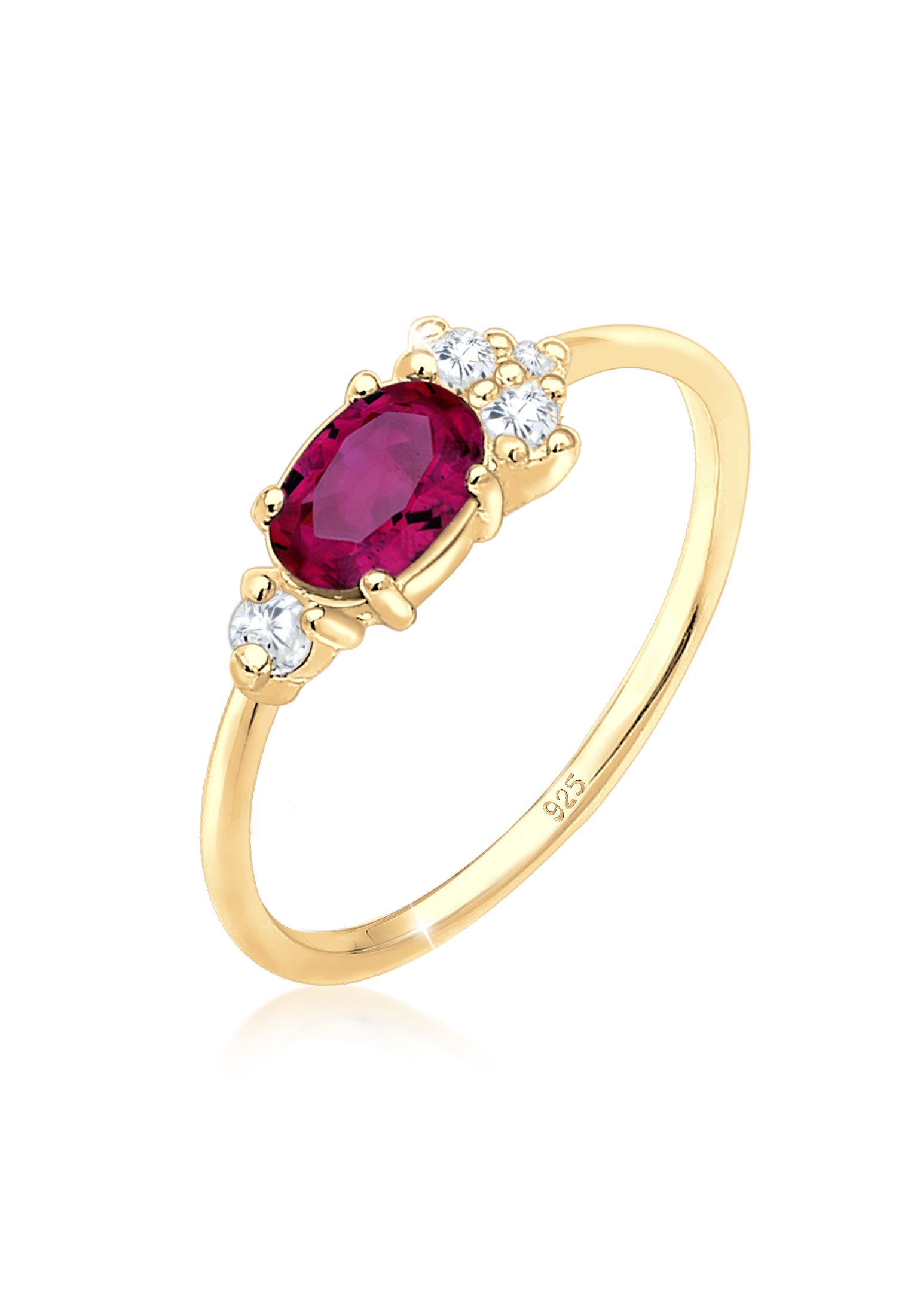Verlobungsring ELLI PREMIUM "Zirkonia Synthetischer Rubin Pink 925 Sterling Silber vergoldet" Gr. 56, rot, Fingerringe, 56mm, Silber 925 (Sterlingsilber), 1mm Image