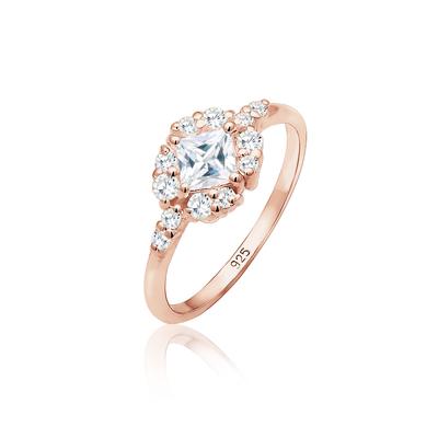 Verlobungsring ELLI PREMIUM "Verlobungsring Zirkonia Weiß 925 Sterling Silber" Gr. 58, rosa (rosegold), Fingerringe, Damen, 58mm, Silber 925 (Sterlingsilber), 1mm Image