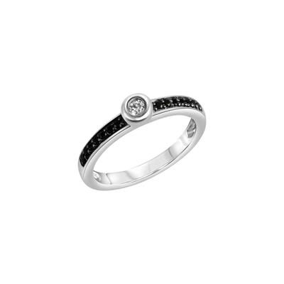 Fingerring CELESTA "925 Silber rhodiniert mit Zirkonia weiß und schwarz" Gr. 18, silber (silbergrau, schwarz), Fingerrin