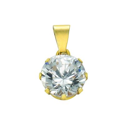 Ketten-Anhänger VIVANCE "333 Gold mit Zirkonia weiß 7mm", gelb (gelb, weiß), Schmuckanhänger, Damen, ONE-SIZE, Gold, 0,3