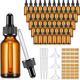 Lallisa 100 Pack Essential Oil Dropper Bottle Glass Dropper Bottles with Eye Dropper Dispenser Dropping Bottle with 5 Funnels 5 Pipettes 3ml 100 Labels for Essential Oil Perfume (Amber,30 ml, 1 oz)