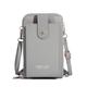 TEMKIN Phone bag Women Simple Three-Layer Zipper Mobile Phone Bag Multifunctional Wallet Mini Shoulder Bag-Gray