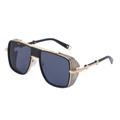 HPIRME Women's Steampunk Sunglasses For Men Square Punk Sun Glasses Ladies Oversized Eyewear,C2 Gold Black,One size