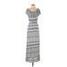 Ella Moss Casual Dress - Maxi: Blue Aztec or Tribal Print Dresses - Women's Size Small Petite