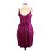 Yoana Baraschi Cocktail Dress - Sheath Scoop Neck Sleeveless: Burgundy Solid Dresses - Women's Size 6