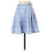 Shein Casual A-Line Skirt Mini: Blue Plaid Bottoms - Women's Size X-Small