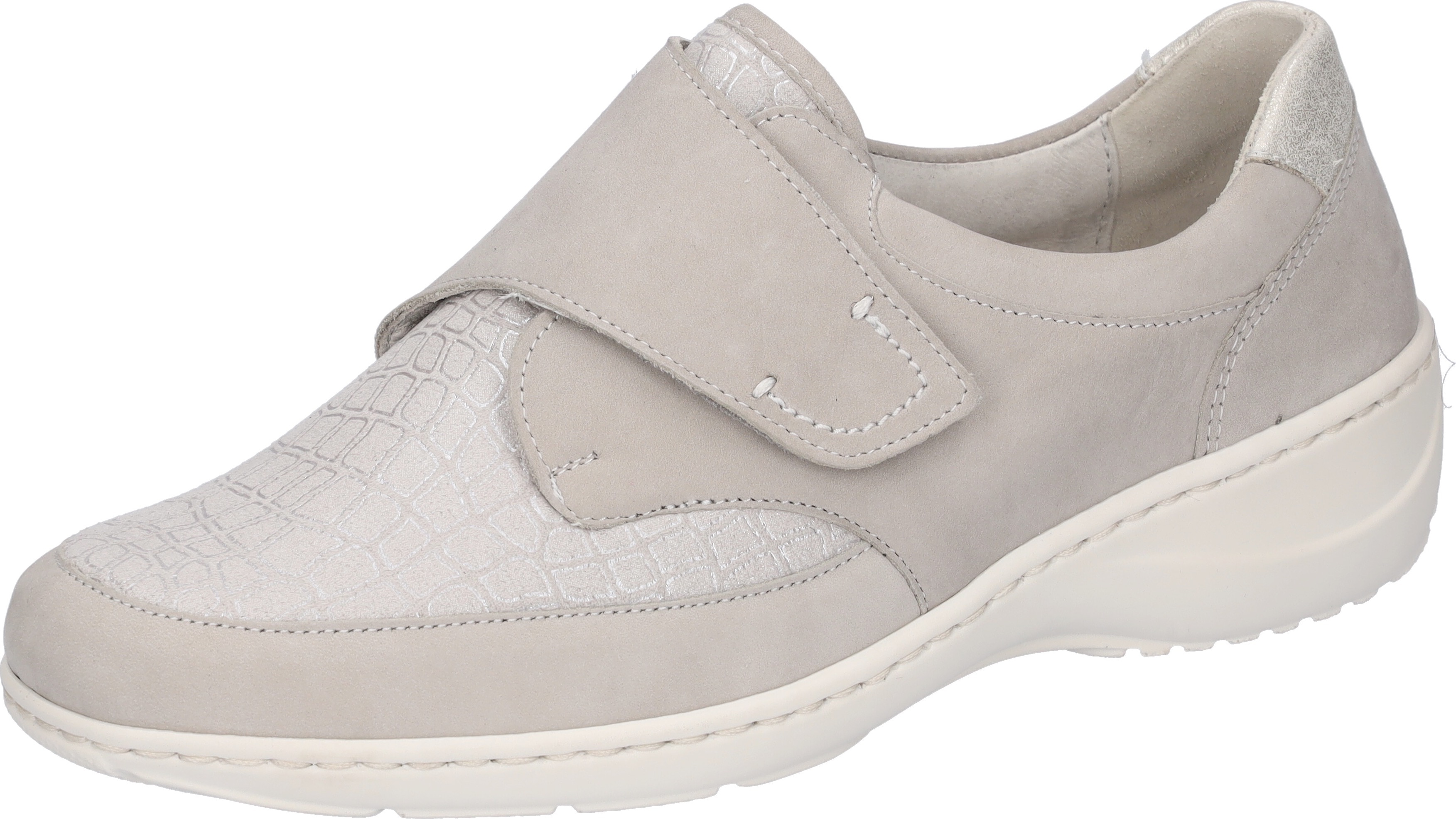 Klettschuh WALDLÄUFER "KYA-Soft", Damen, Gr. 5 (38), silber (hellgrau, silberfarben), Glattleder, Nubukleder, Textil, Schuhe Klettschuh, Komfortschuh, Halbschuh in komfortable Weite K = extraweit