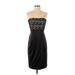 White House Black Market Cocktail Dress - Party Open Neckline Sleeveless: Black Solid Dresses - Women's Size 4