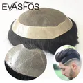 EVASFOS – perruque de cheveux naturels pour homme postiche lisse et Durable avec Base en dentelle