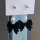 Boucles d'oreilles nœud papillon floqué pour femme boucles d'oreilles goutte breloque perle