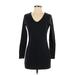 Venus Casual Dress - Mini V Neck Long sleeves: Black Print Dresses - Women's Size Small
