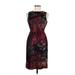 Calvin Klein Cocktail Dress - Sheath Crew Neck Sleeveless: Burgundy Floral Dresses - Women's Size 2