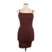 See You Monday Casual Dress - Bodycon: Burgundy Solid Dresses - Women's Size X-Large