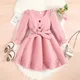 Robe de princesse élégante à manches longues pour petite fille ourlet rose fleur brûlée enfants