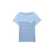 TOM TAILOR Damen Gestreiftes T-Shirt mit U-Boot-Ausschnitt, blau, Streifenmuster, Gr. M