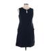 Lands' End Casual Dress - A-Line Keyhole Sleeveless: Blue Print Dresses - Women's Size 12 Petite