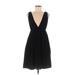 TOBI Casual Dress - Mini V-Neck Sleeveless: Black Solid Dresses - Women's Size Medium